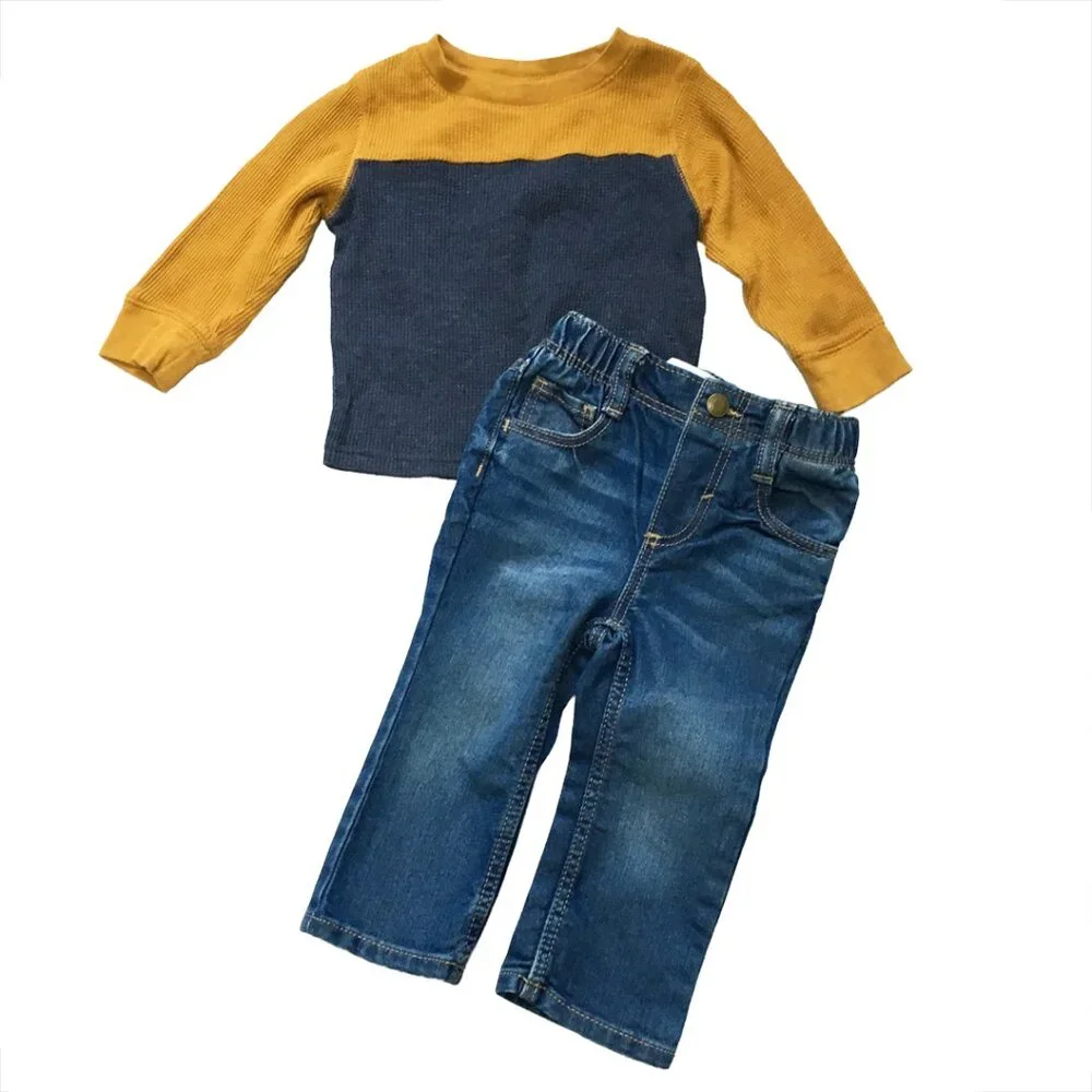 Old Navy Jeans 12-18 Months and Cat & Jack Long sleeve shirt 12 months